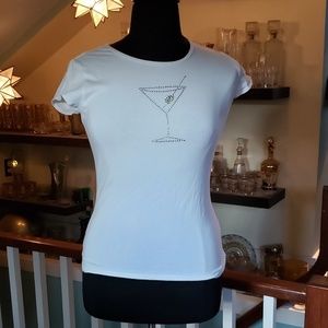 Lawrence,  White 'martini' applique t-shirt